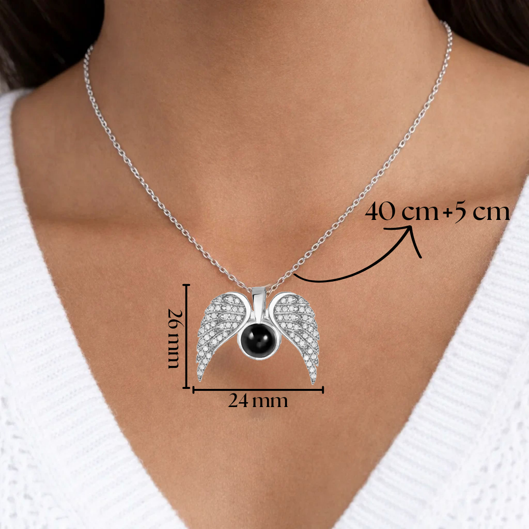 Collar Personalizado Corazón Alado Con Foto