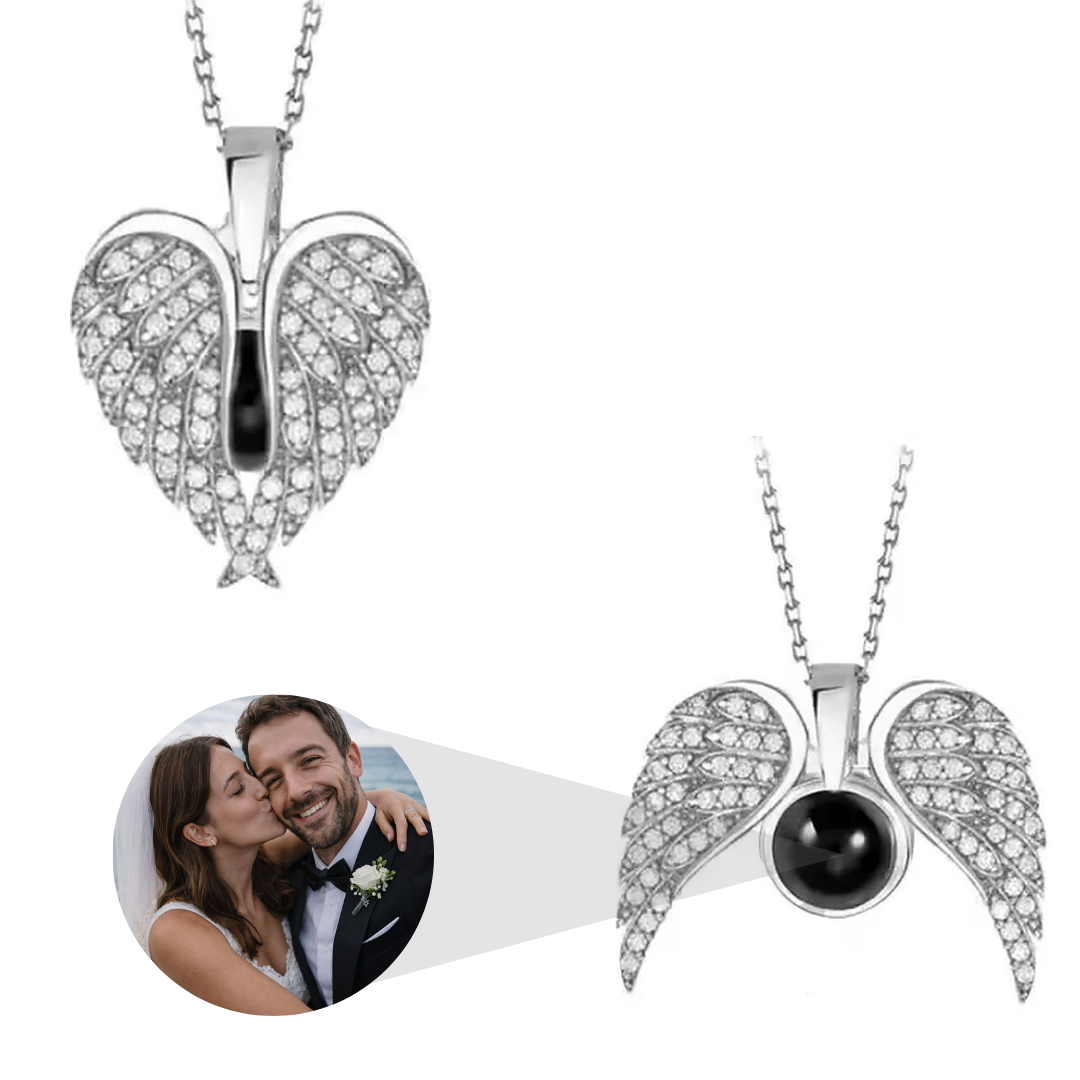 Collar Personalizado Corazón Alado Con Foto